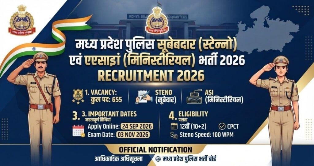 MP Police Subedar Steno and ASI Ministerial Recruitment 2026